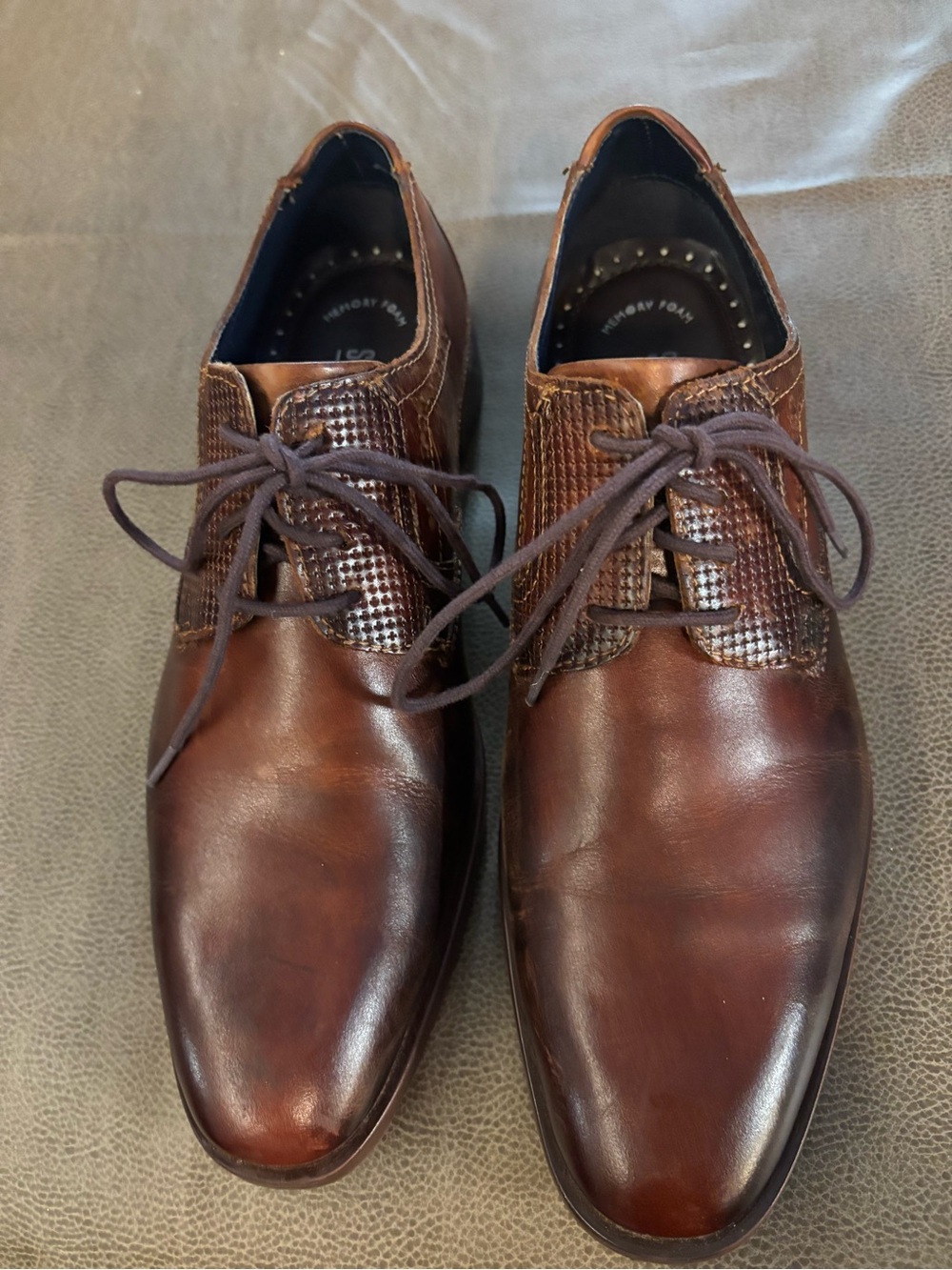Stacy Adams Brown Leather Lace-Up Oxfords
